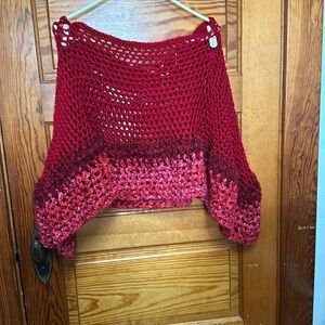 Hand crafted crochet poncho shades of red one size